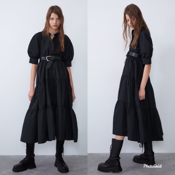 Zara Black Dress With Voluminous Sleeves NWT - Picture 16 of 16